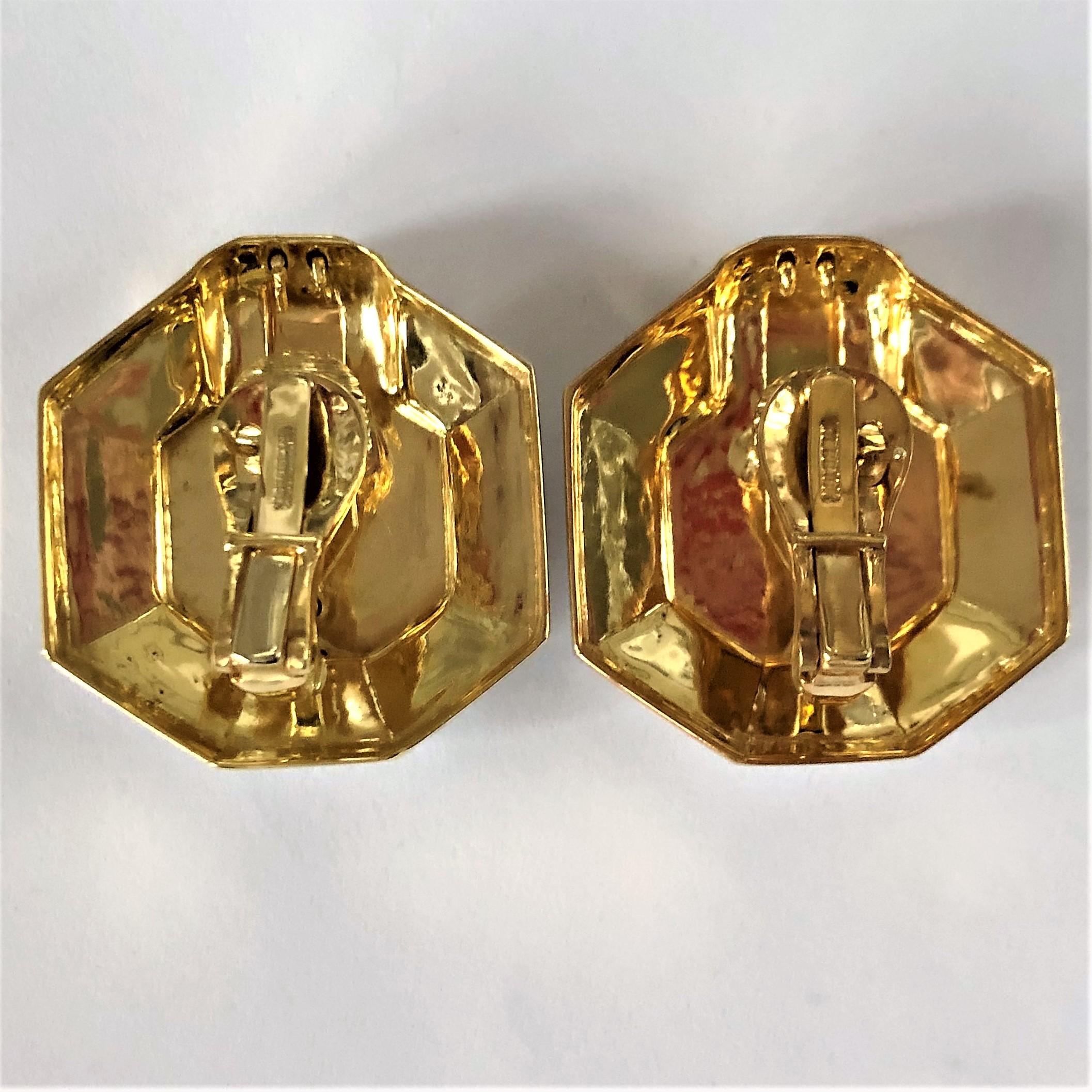 Women's David Webb Gold and White Enamel Earrings