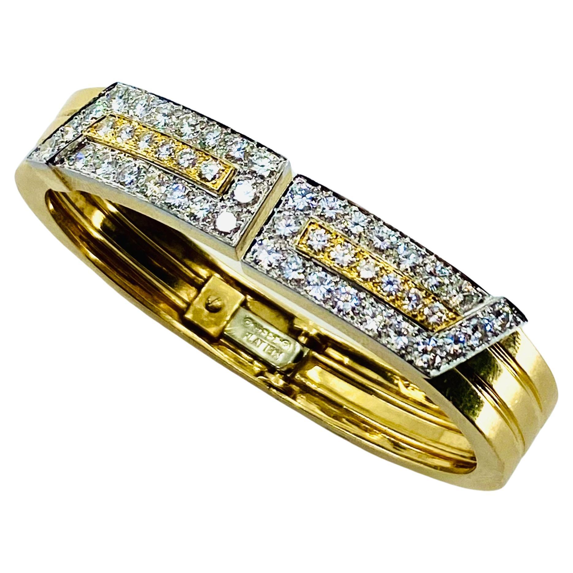 David Webb Bracciale in oro e platino con diamanti In condizioni ottime in vendita a Beverly Hills, CA