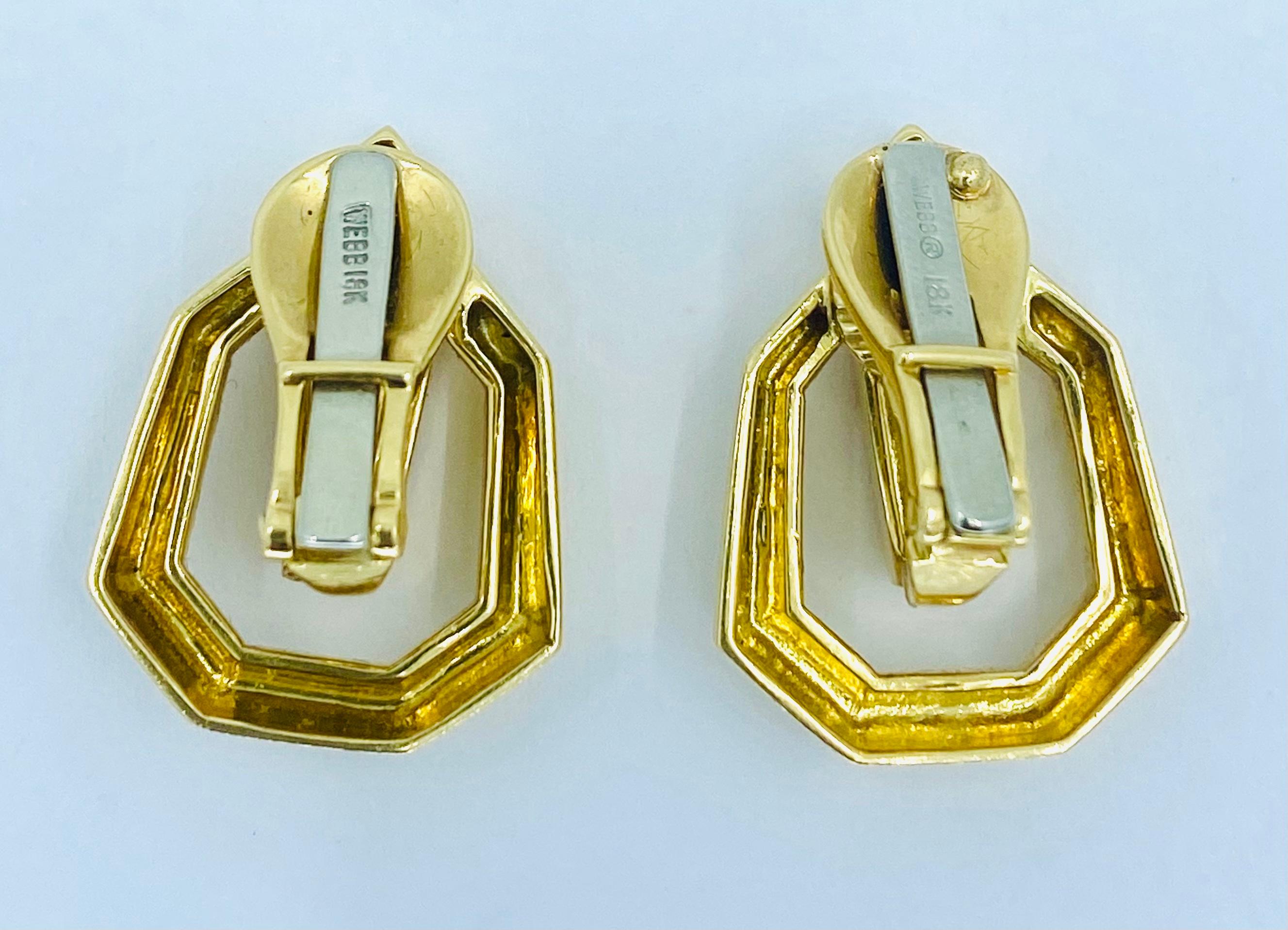 Women's David Webb Gold Clip-On Geometrical Earrings