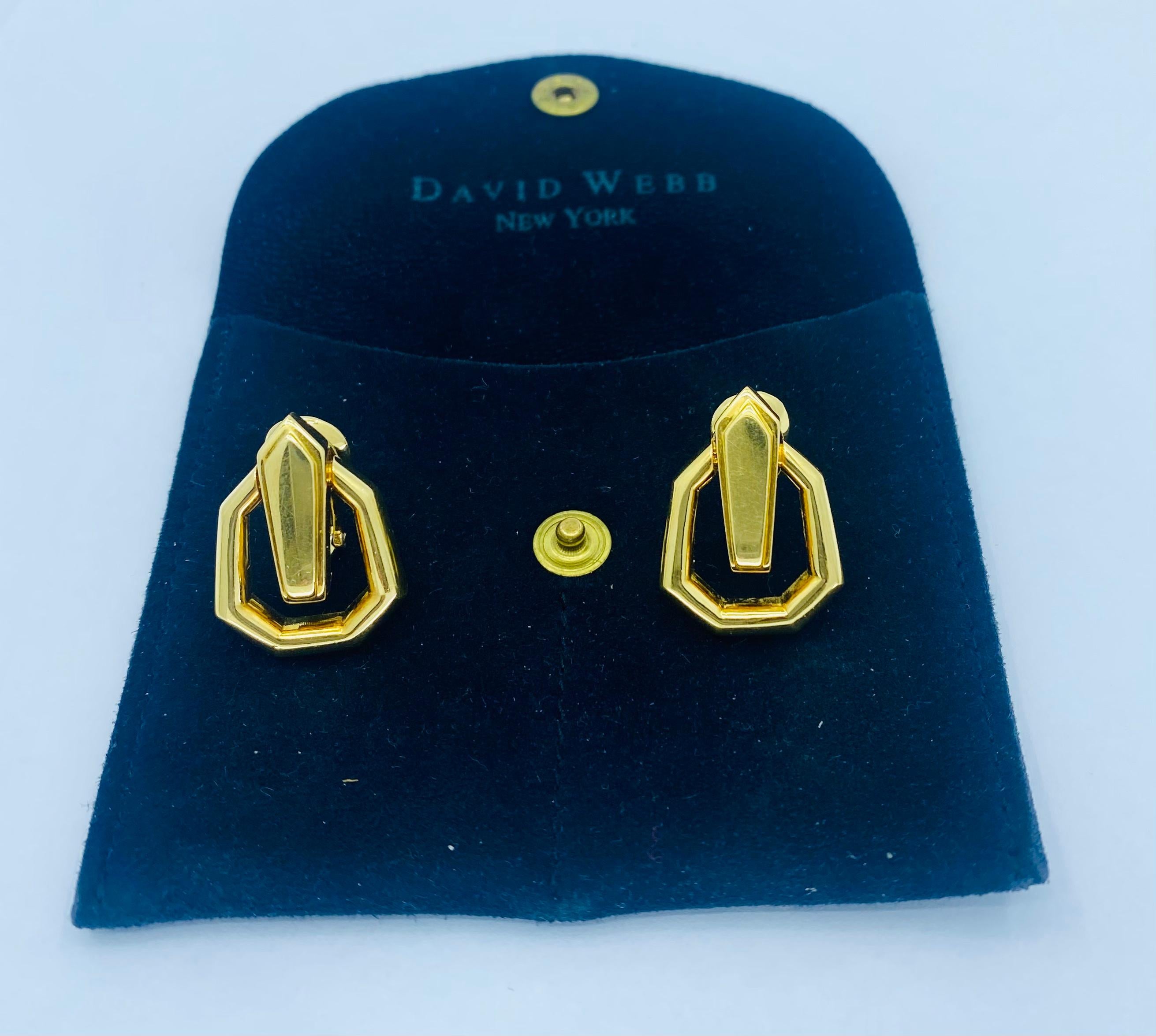 David Webb Gold Clip-On Geometrical Earrings 2