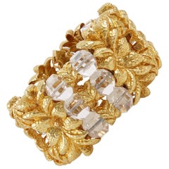 David Webb Yellow Gold Rock Crystal Bracelet