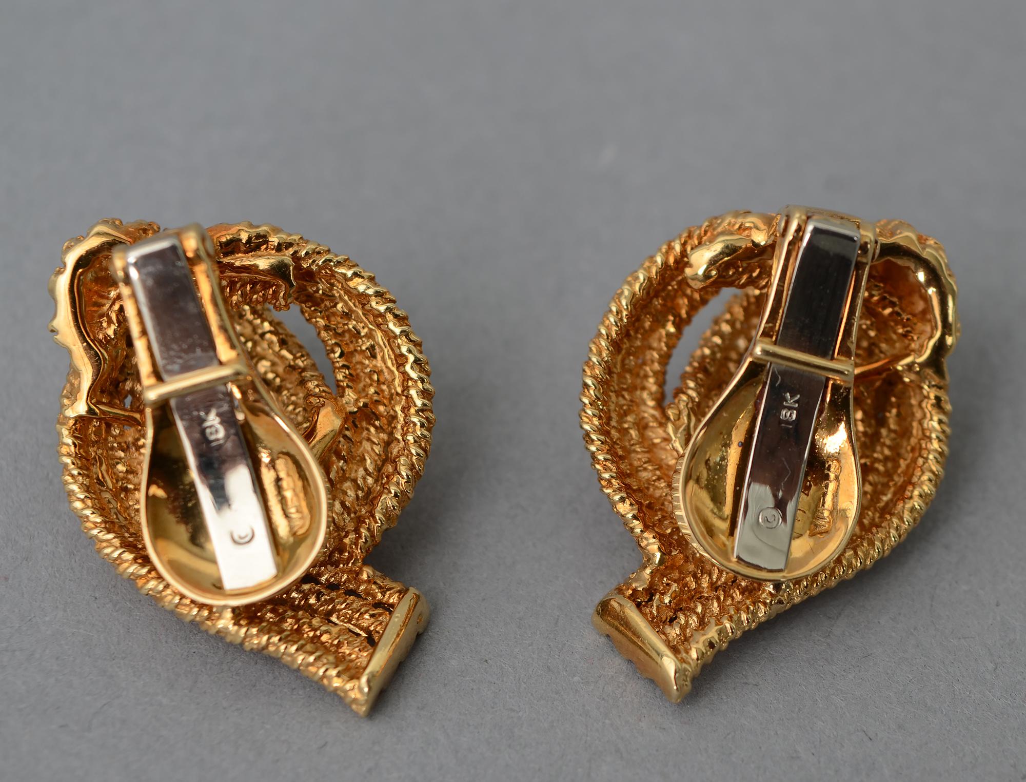 Modern David Webb Gold Diamond Earrings
