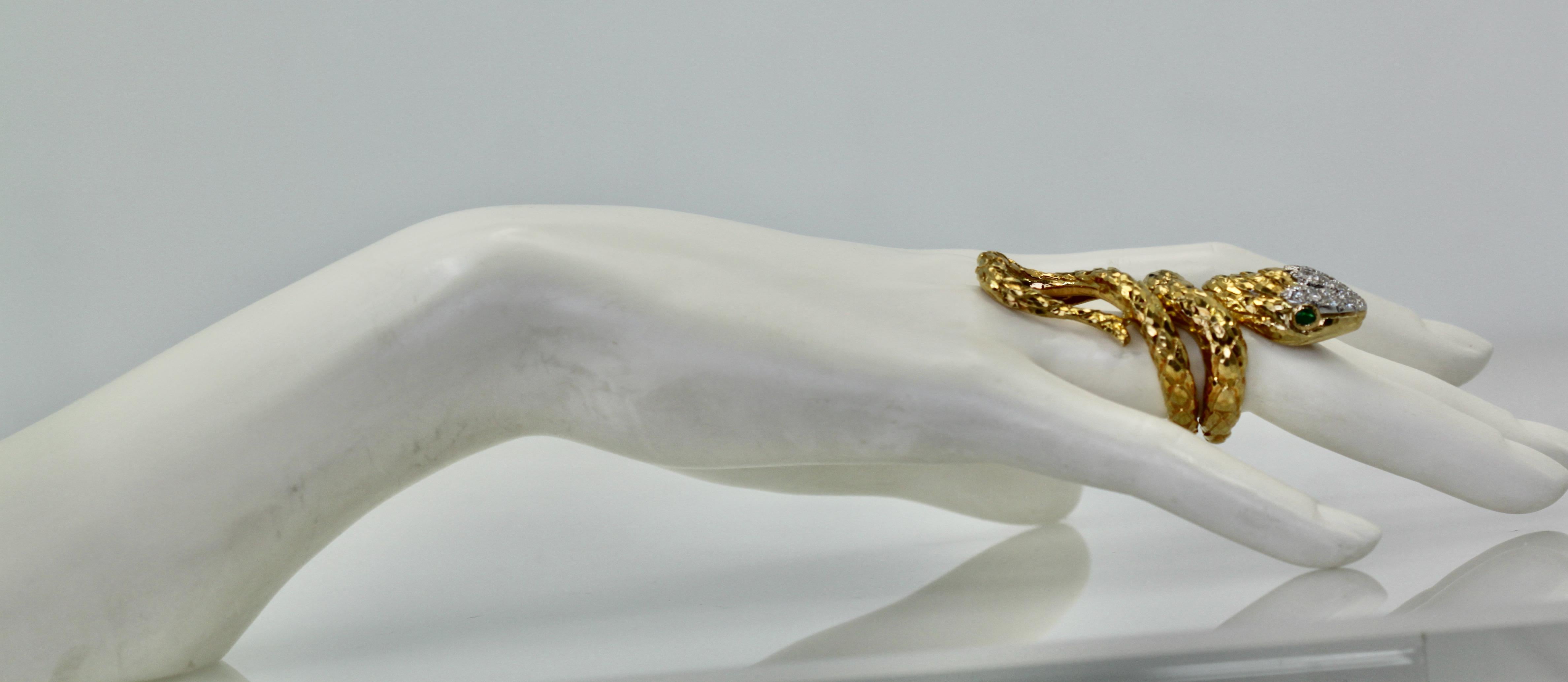 Artisan David Webb Gold Diamond Snake Ring