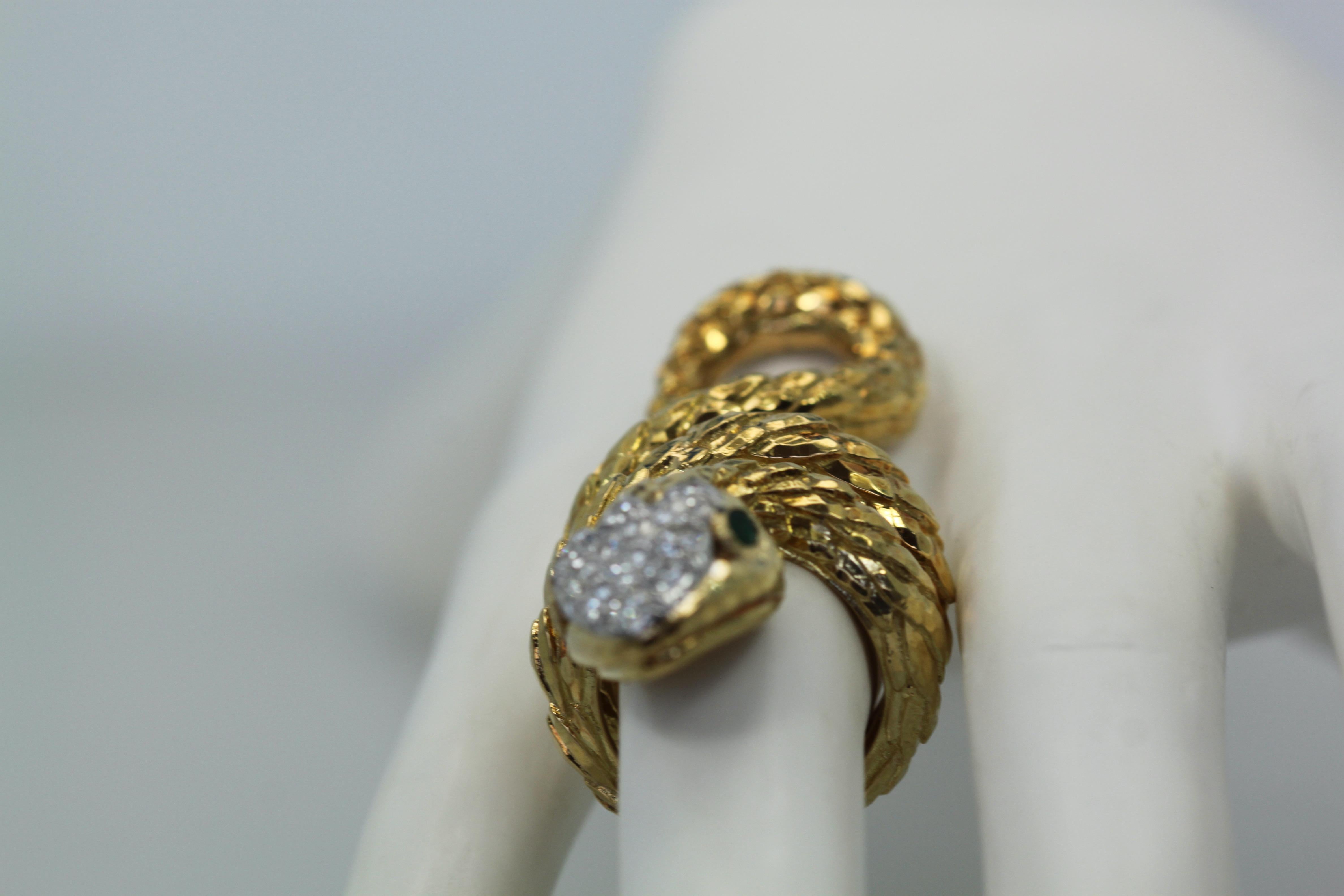 Women's or Men's David Webb Gold Diamond Snake Ring