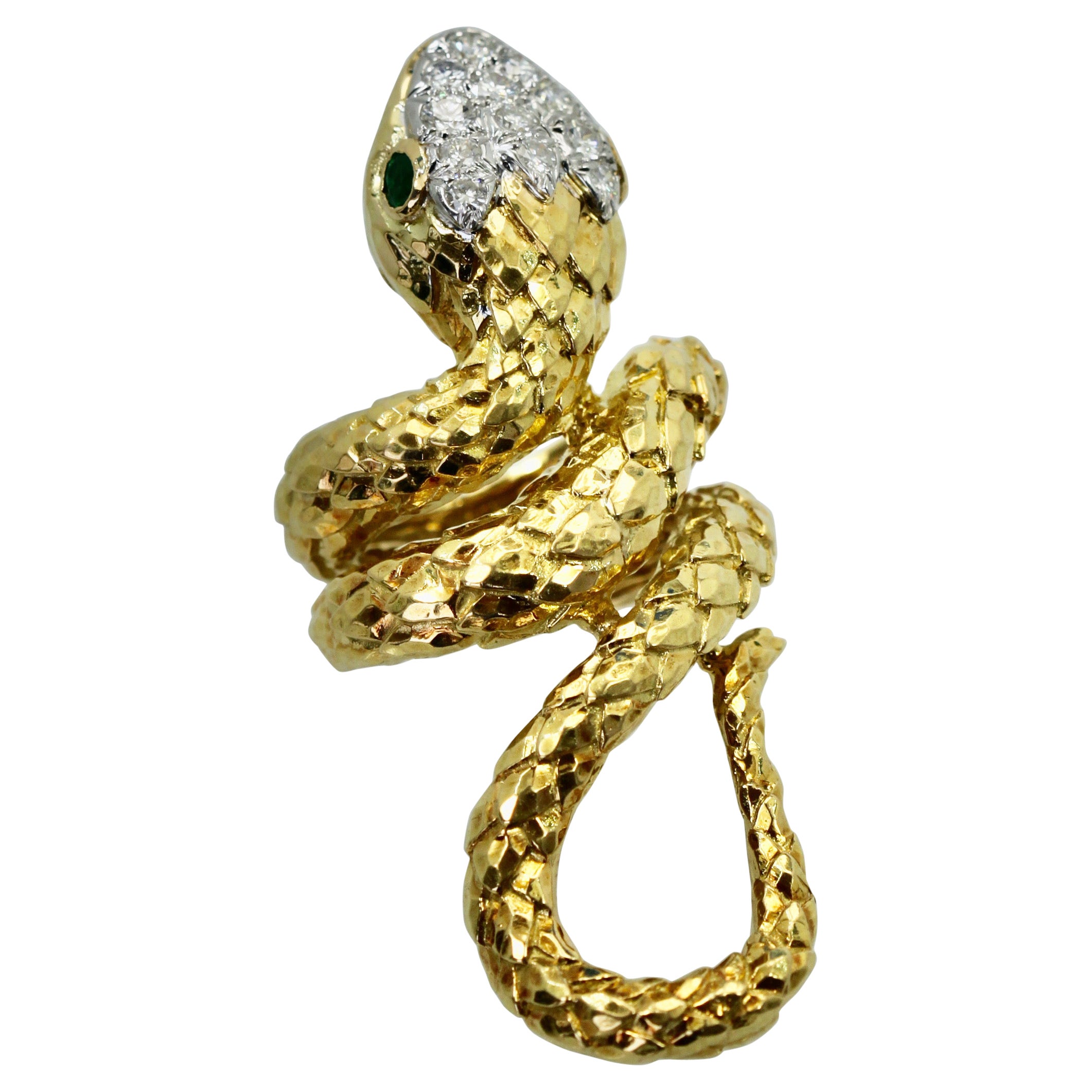 David Webb Gold Diamond Snake Ring