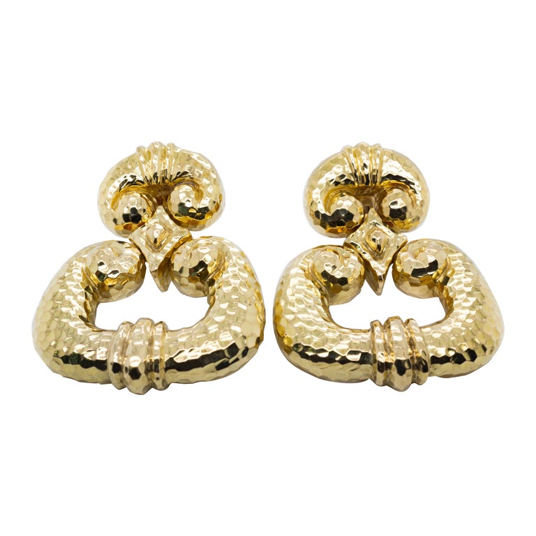 David b Gold Door Knocker Earrings For Sale at 1stdibs