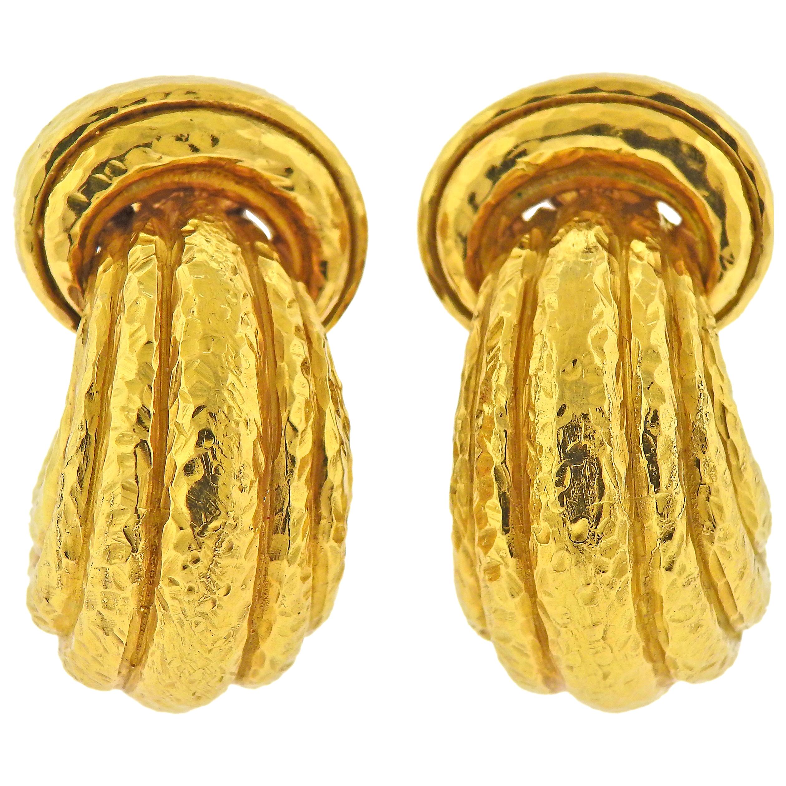 David Webb Gold Doorknocker Earrings