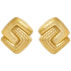 David Webb Hammered Gold Earrings