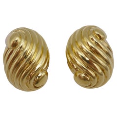 David Webb Gold Earrings, Swirl Shell