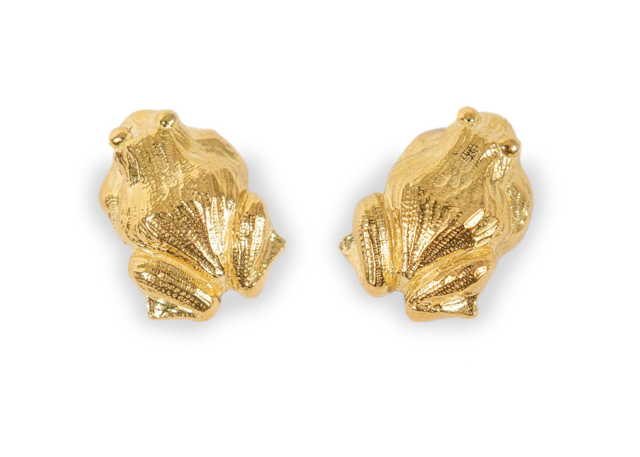 frog earrings gold