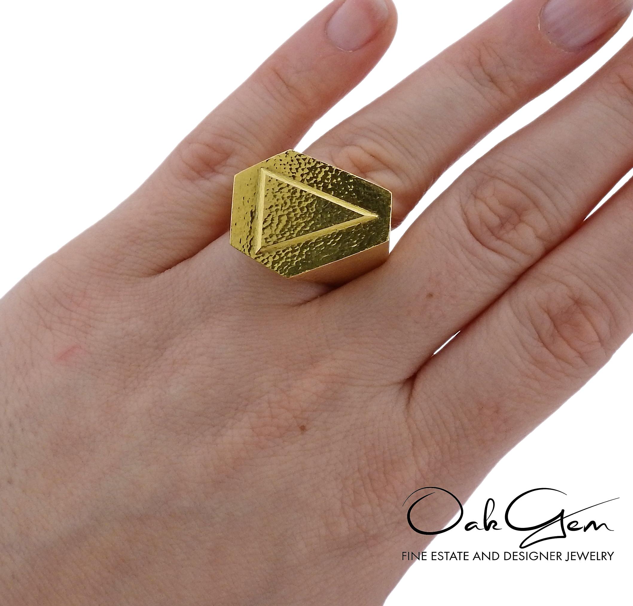 David Webb Gold Geometric Ring 2