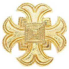 Retro David Webb Gold Maltese Cross Brooch