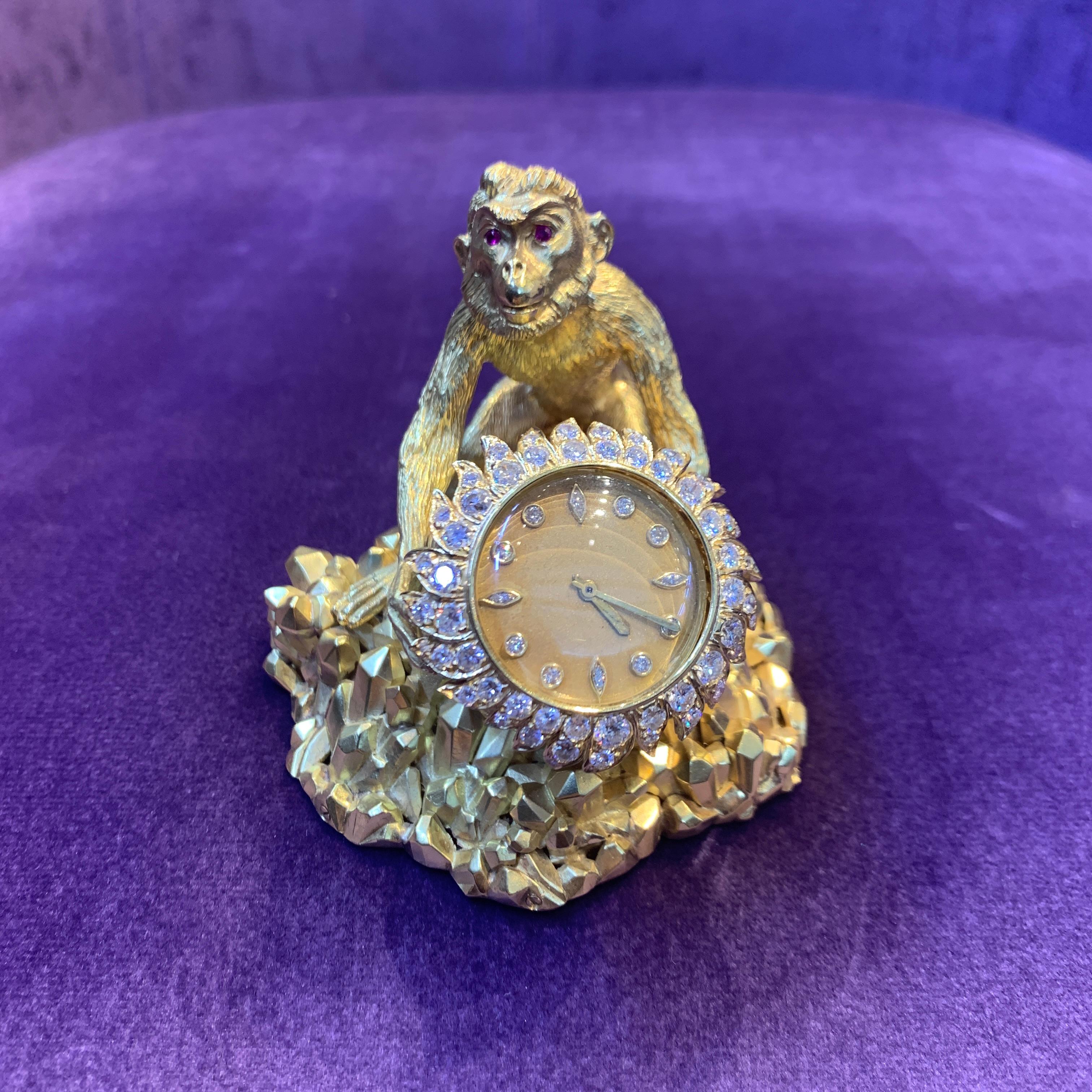 Horloge de bureau David Webb Gold Monkey Unisexe en vente