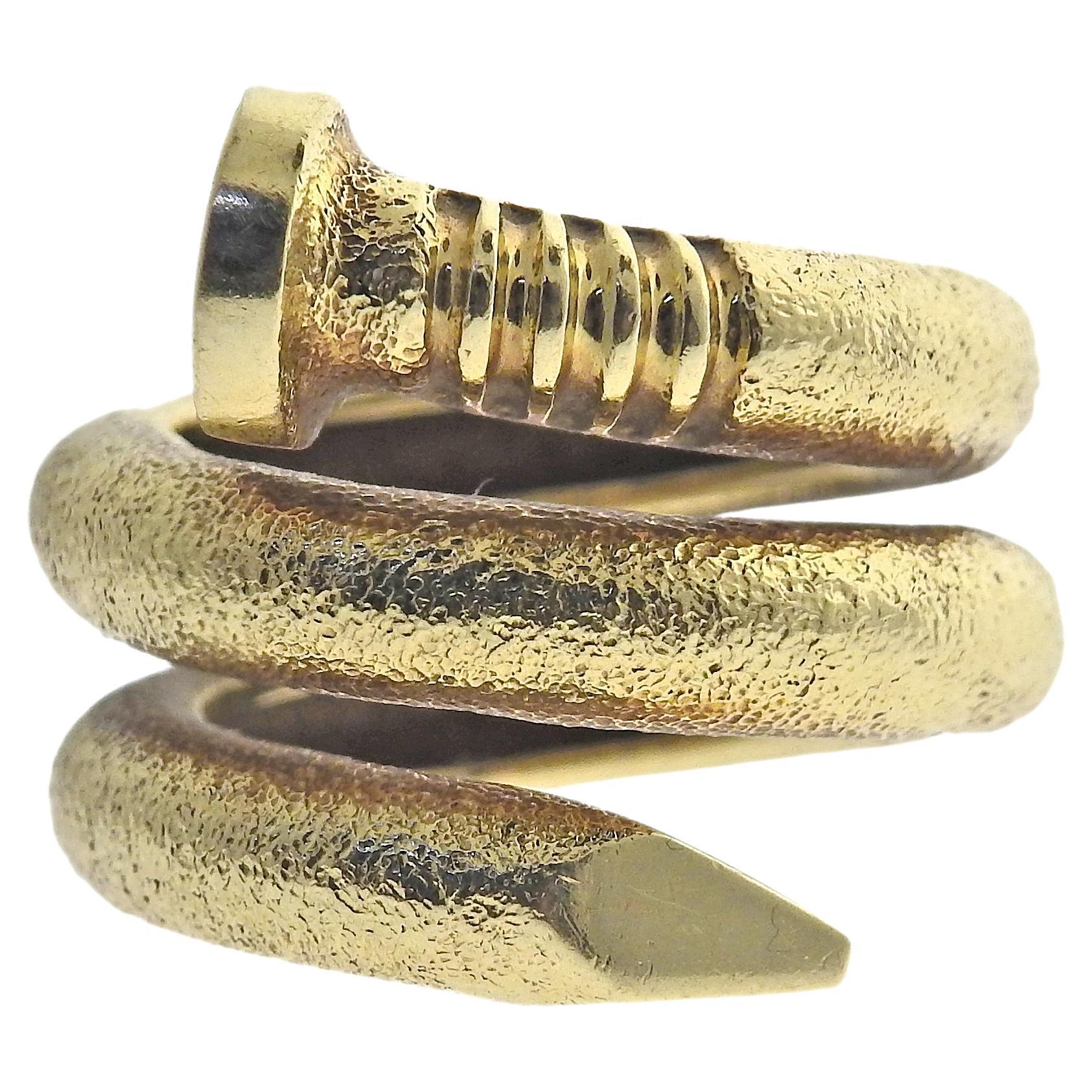 David Webb Gold Nail Ring For Sale