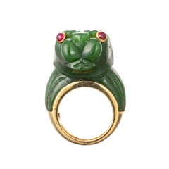 Anillo de pantera de jade nefrita dorado de David Webb