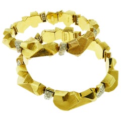 David Webb Gold Nugget Bracelet Set
