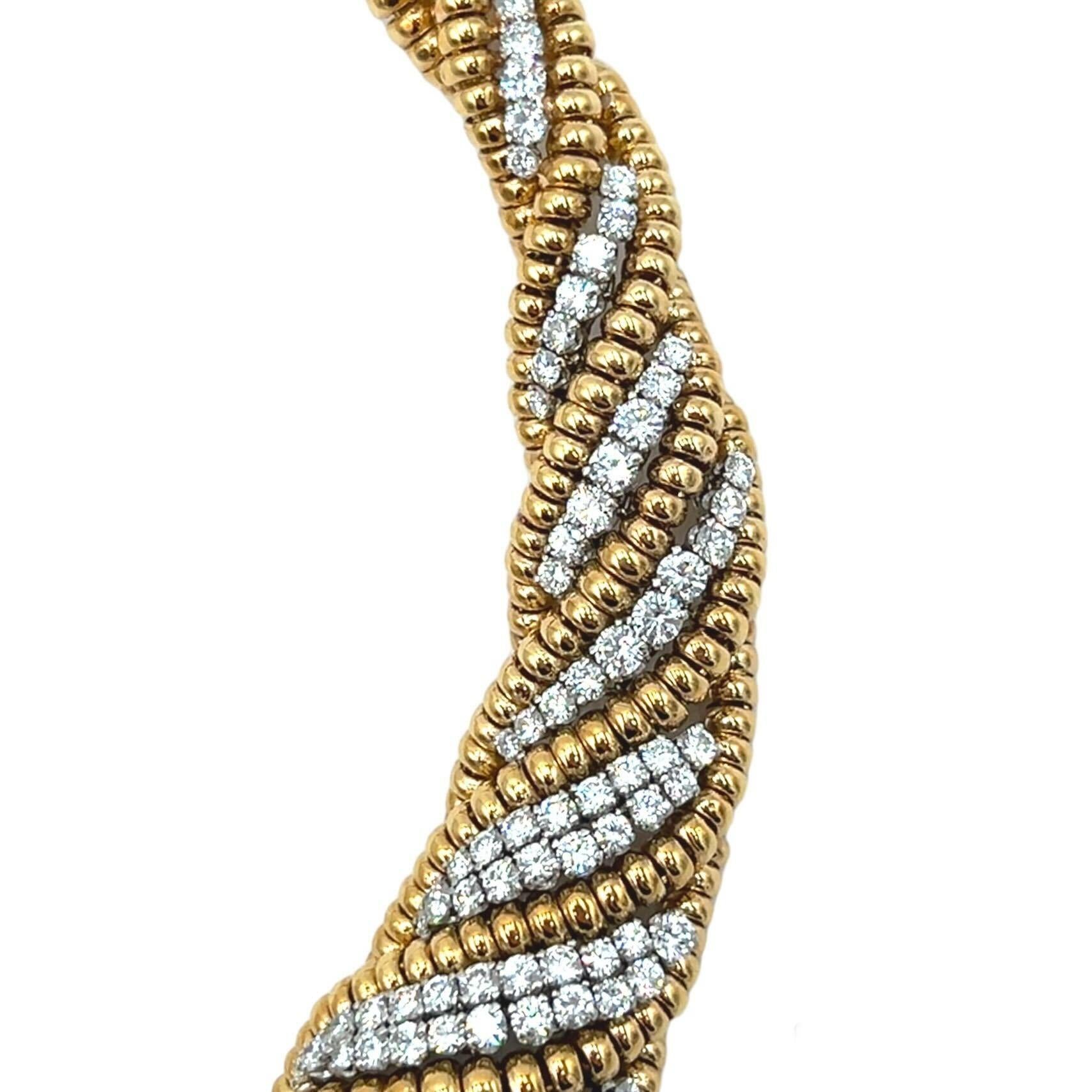 DAVID WEBB Halskette aus Gold, Platin und Diamanten (Rundschliff) im Angebot