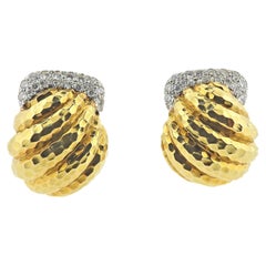 David Webb Gold Platinum Diamond Earrings