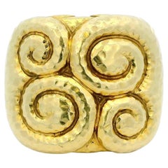 David Webb Gold Ring Large Key Pattern