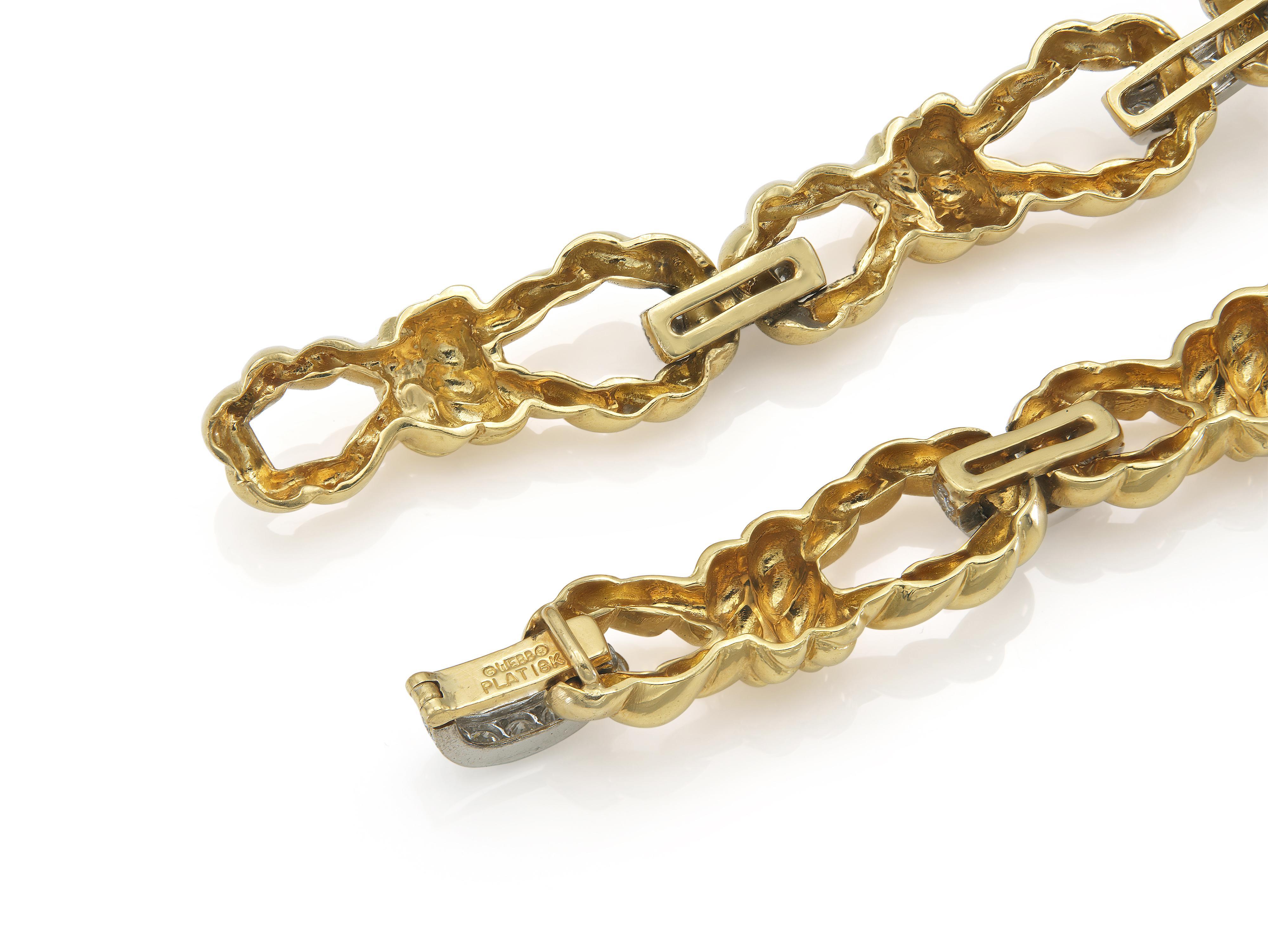 Collier à maillons de corde en or avec diamants David Webb Pour femmes en vente