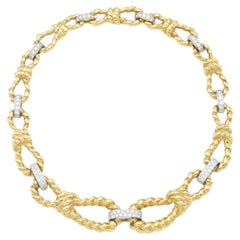 David Webb Gold Rope Links Necklace with Diamonds