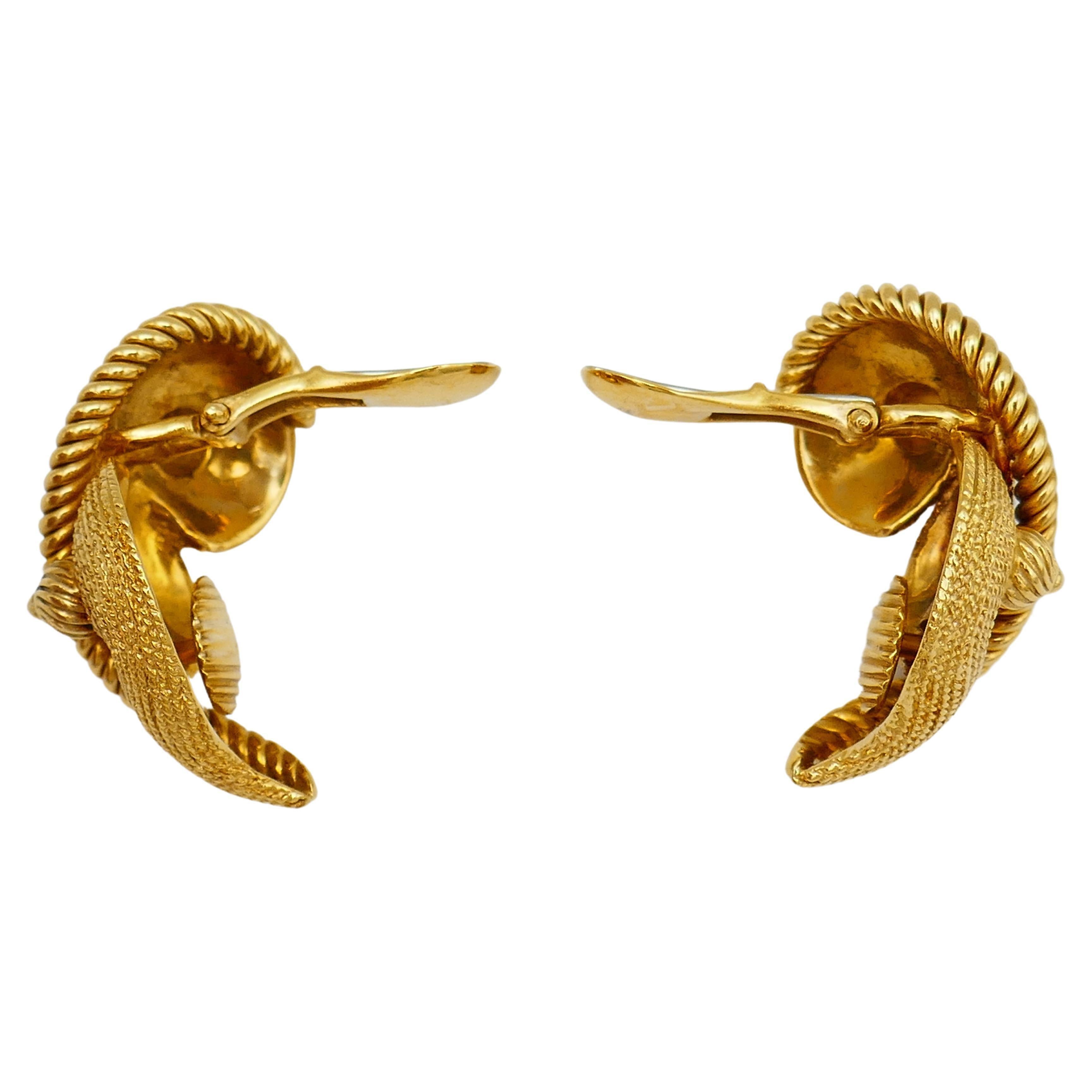 Women's David Webb Gold Sea Shell Earrings