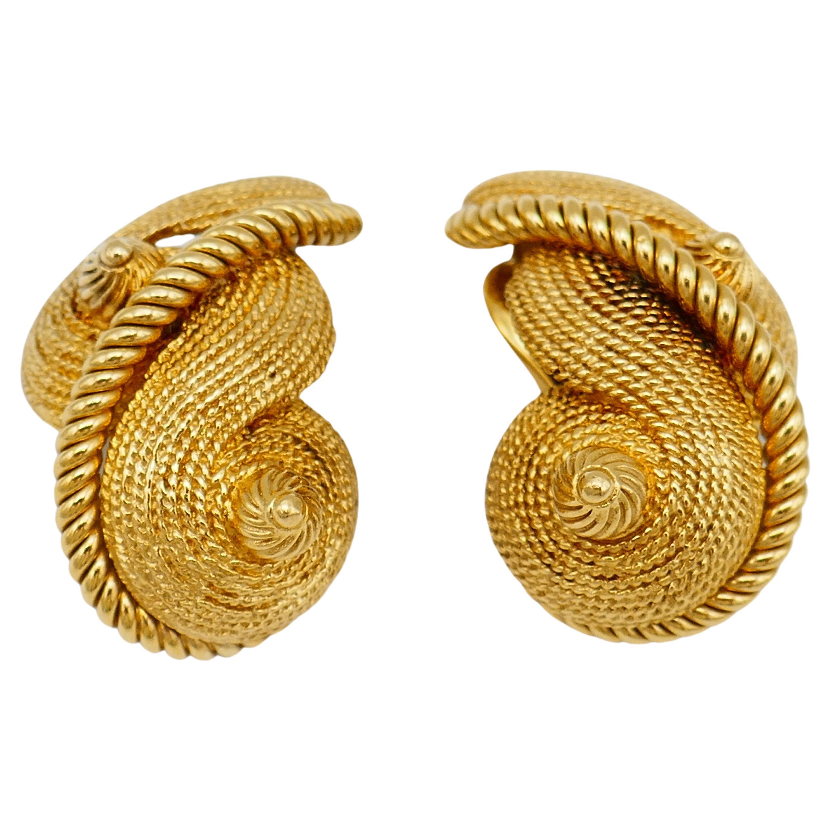 David Webb Gold Sea Shell Earrings 1