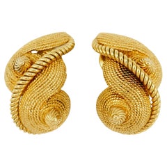 David Webb Gold Sea Shell Earrings