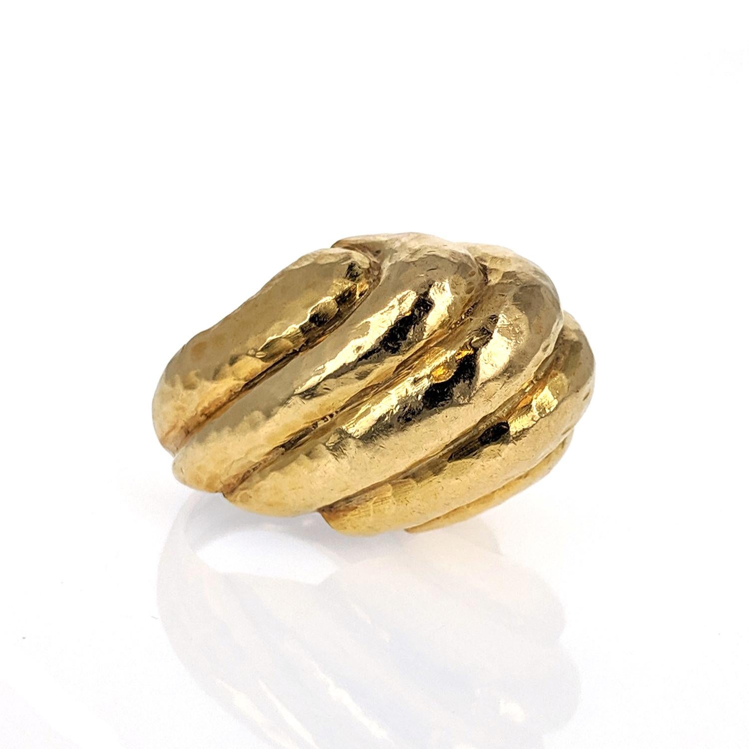 David Webb Hammered Gold Textured Statement Ring In Good Condition In New York, NY
