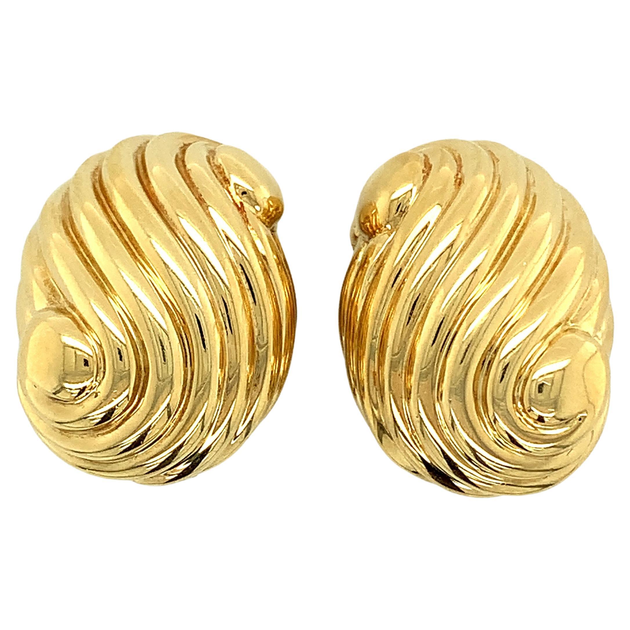 David Webb Gold Swirl Ear Clips