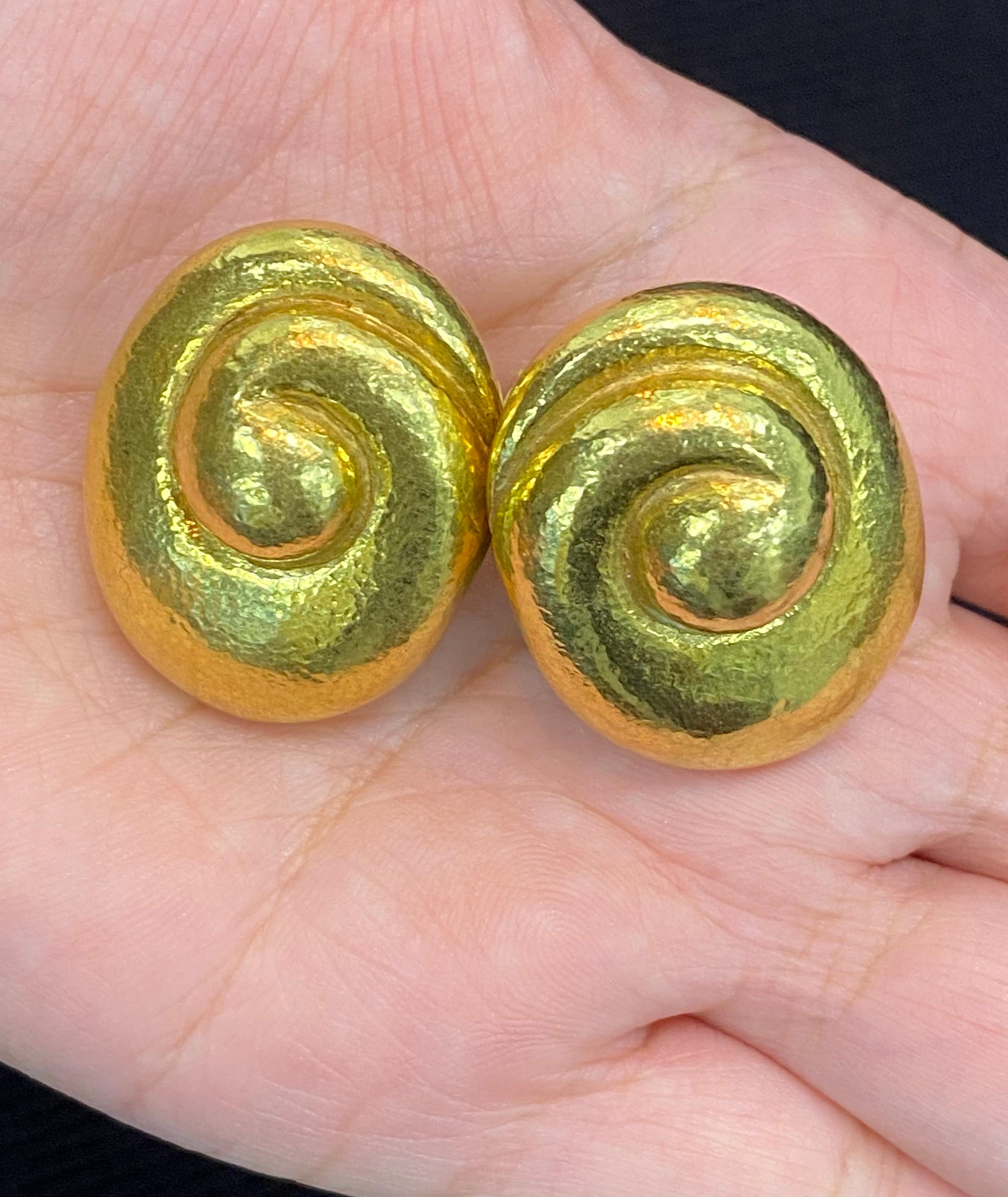 David Webb Gold Swirl Earrings For Sale 1