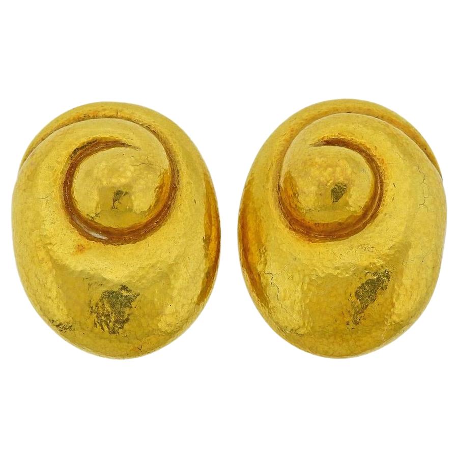 David Webb Gold Swirl Earrings For Sale