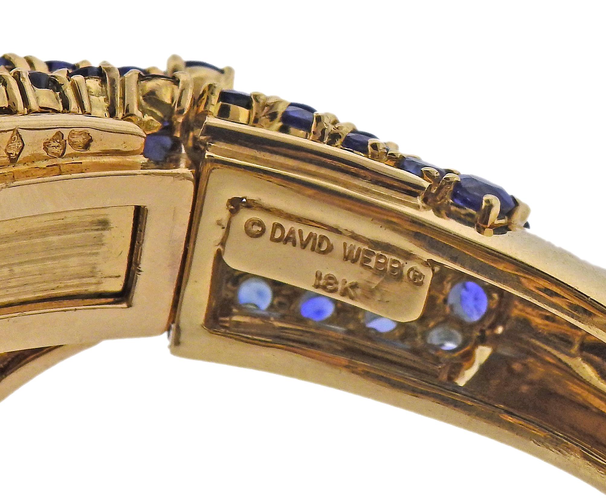 David Webb Bracelet en or avec magnifiques diamants et saphirs taille en rose Pour femmes en vente