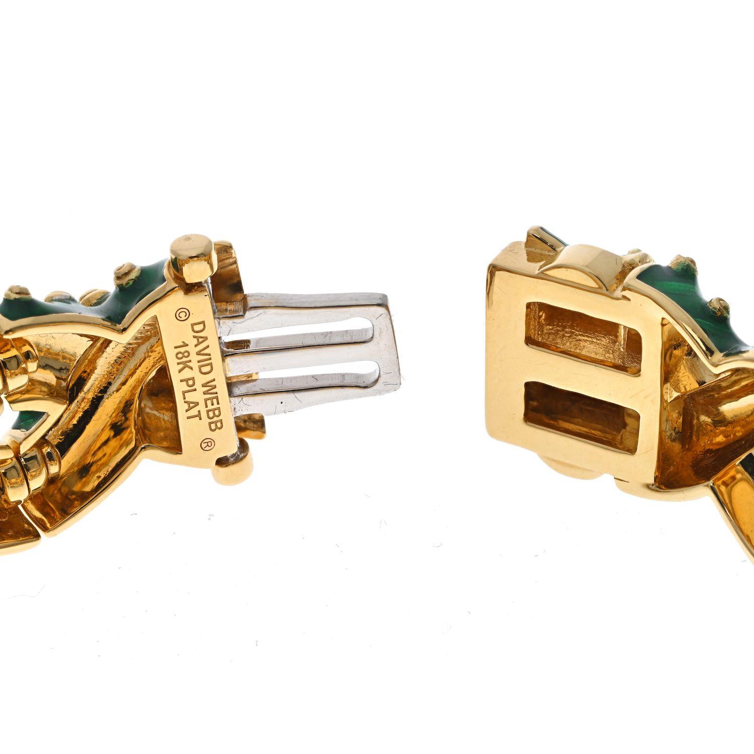 Moderne David Webb Bracelet grenouille en émail vert, diamants et rubis en vente