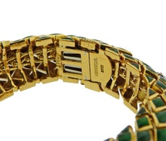 David Webb Green Enamel Diamond Gold Platinum Bracelet
