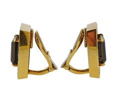 David Webb Green Tourmaline Diamond Gold Earrings