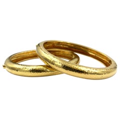 David Webb Hammered Gold Bangles