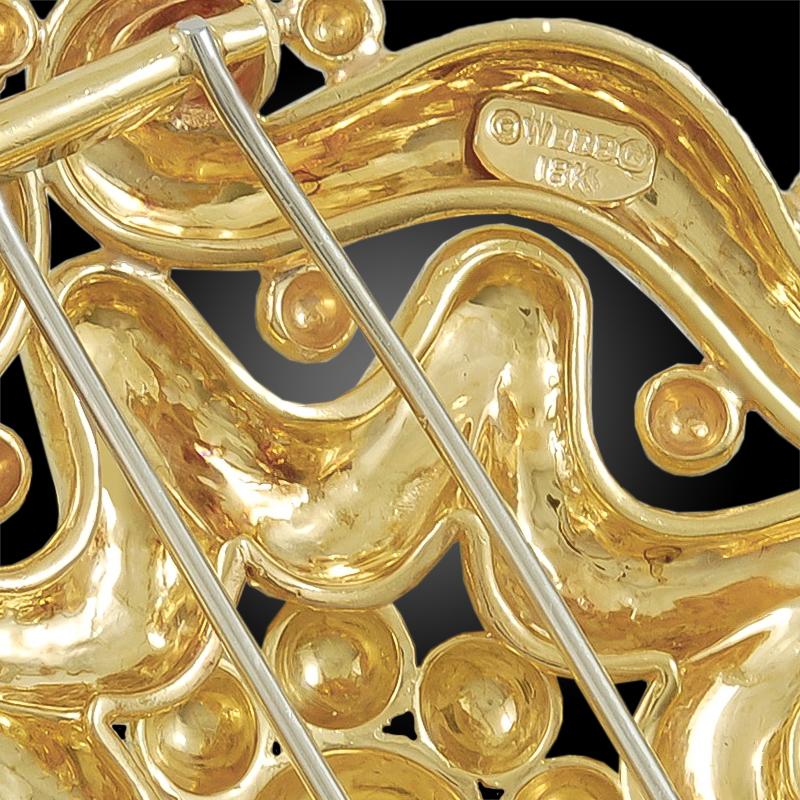 David Webb Hammered Gold Brooch Pendant For Sale 2