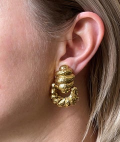 David Webb Hammered Gold Doorknocker Earrings