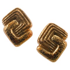 David Webb Hammered Gold Earrings