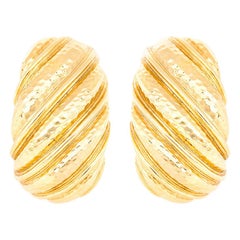 David Webb Hammered Gold Shrimp Earrings