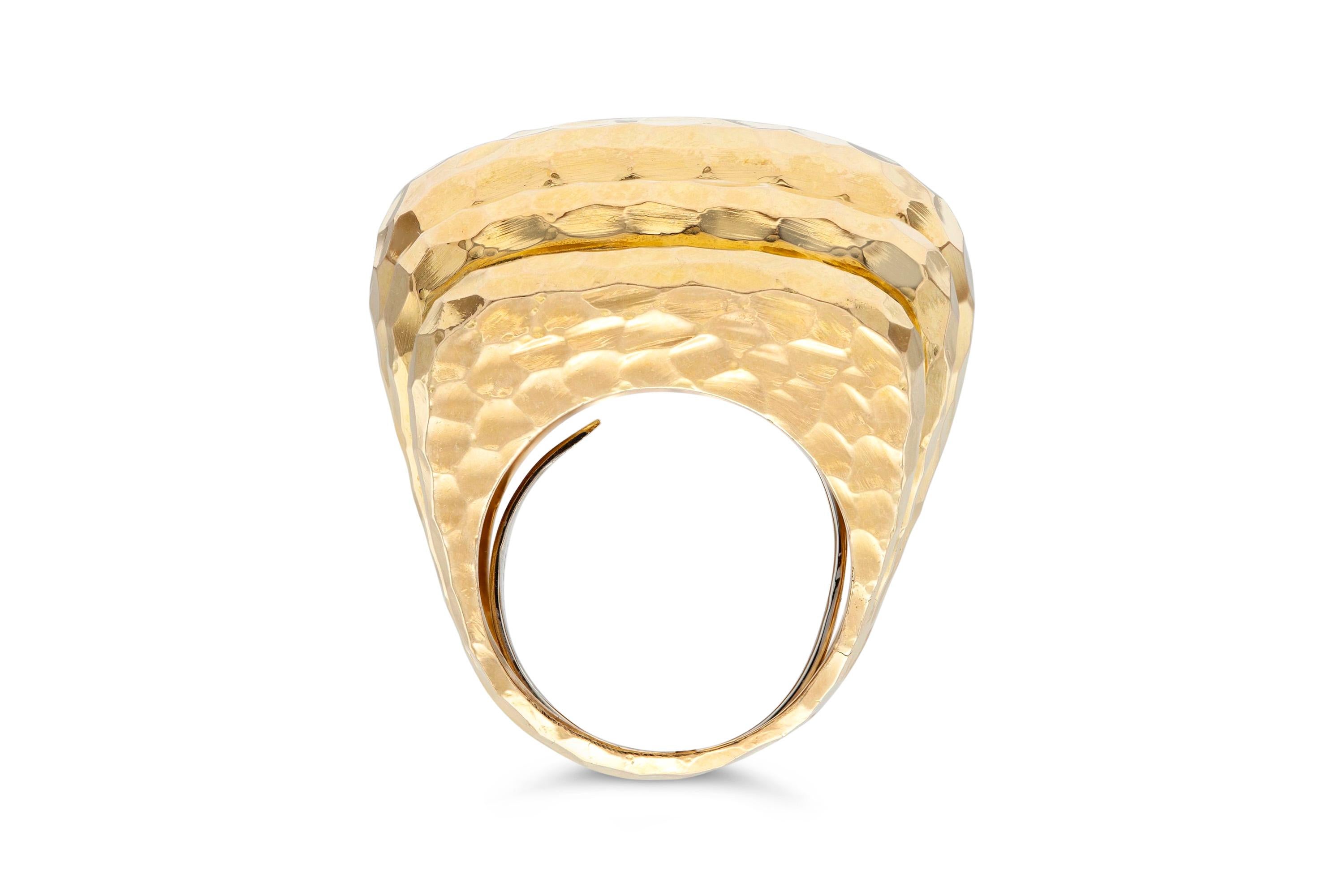 David Webb Hammered Gold Shrimp Style Ring 1