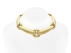 David Webb Hammered Gold Station Chocker Necklace