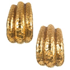 David Webb Hammered Golden Ear Clips