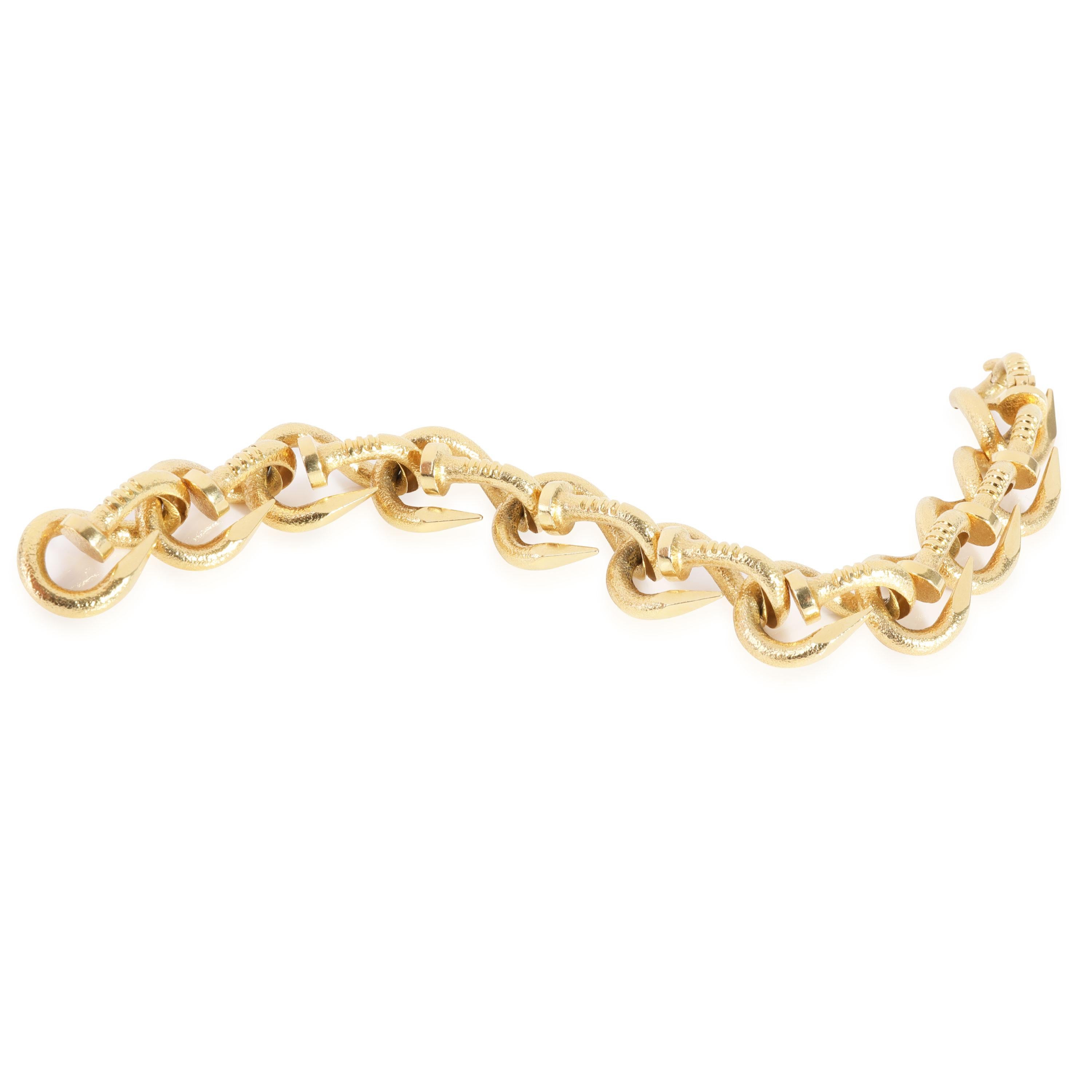 David Webb Hammered Nail Bracelet in 18K Yellow Gold In Excellent Condition In New York, NY