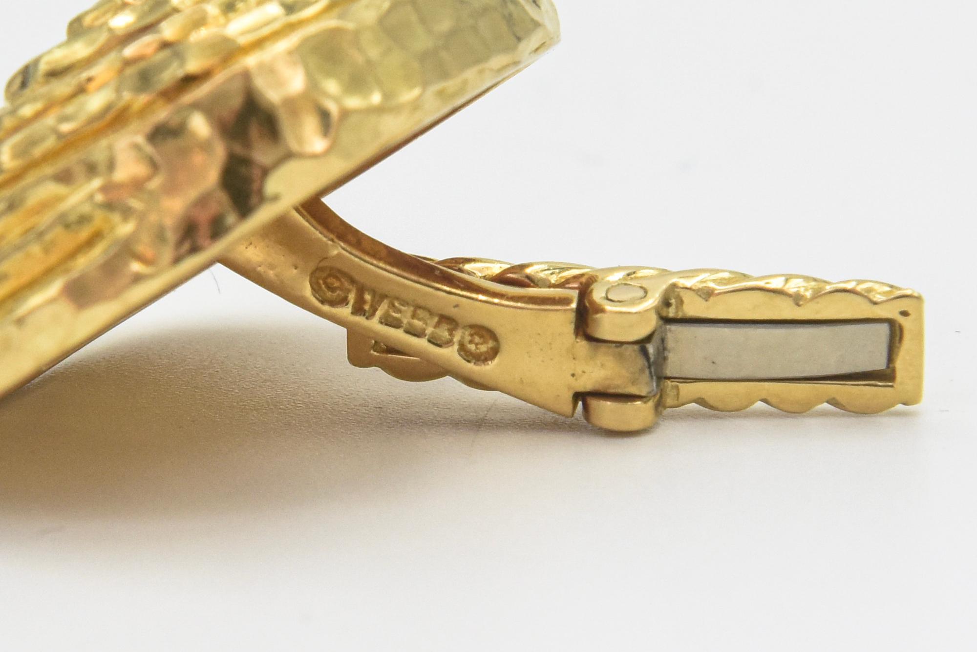 David Webb Hammered Spiral Design Gold Cufflinks For Sale 4