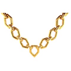 David Webb Heavy Hex Link Necklace