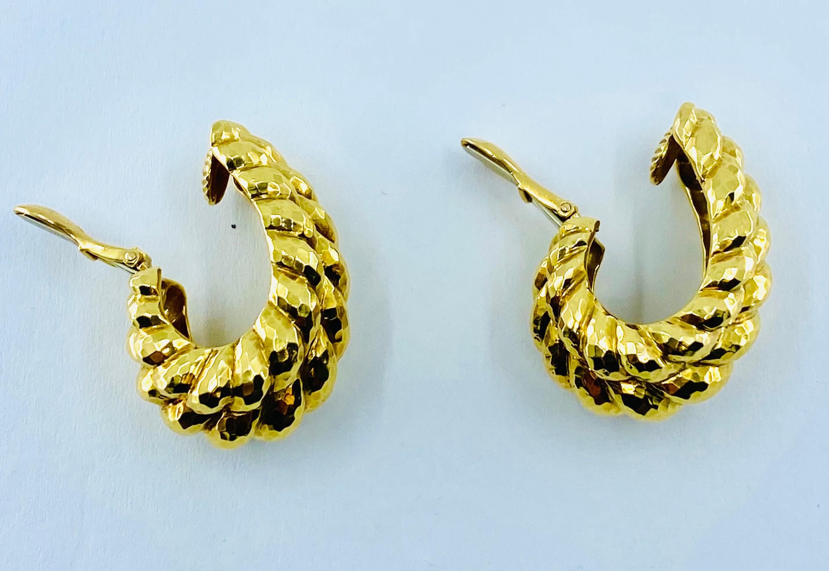 Women's David Webb Hoop Earrings Large 18k Gold