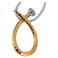 David Webb Infinity Nail Pendant Diamond Gold Necklace