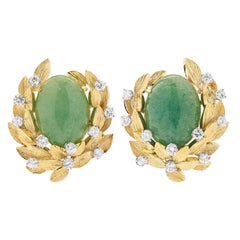 David Webb Jade & Diamond Earrings